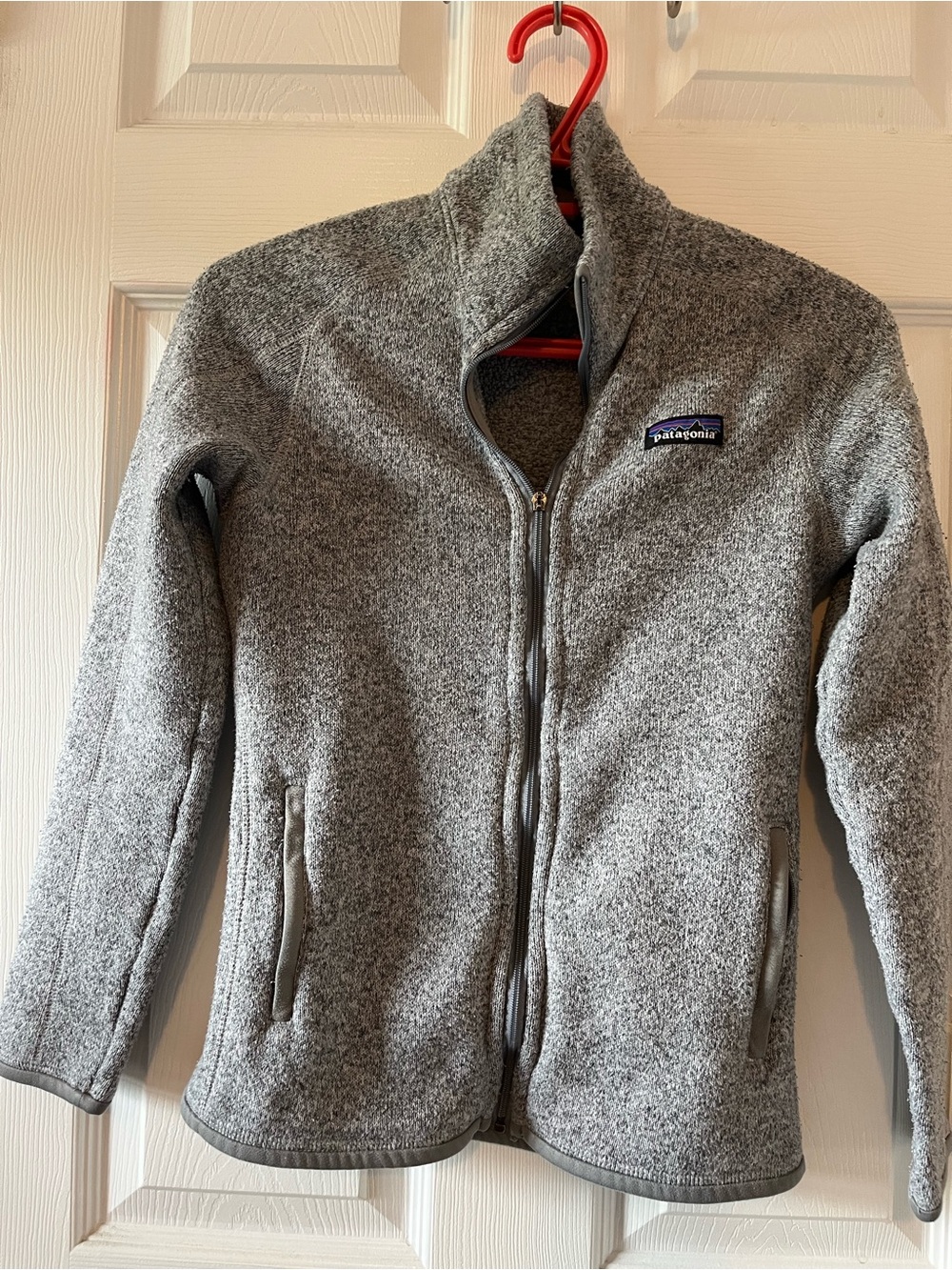 Patagonia Grey Sherpa Fleece Jacket with Black Logo Tag